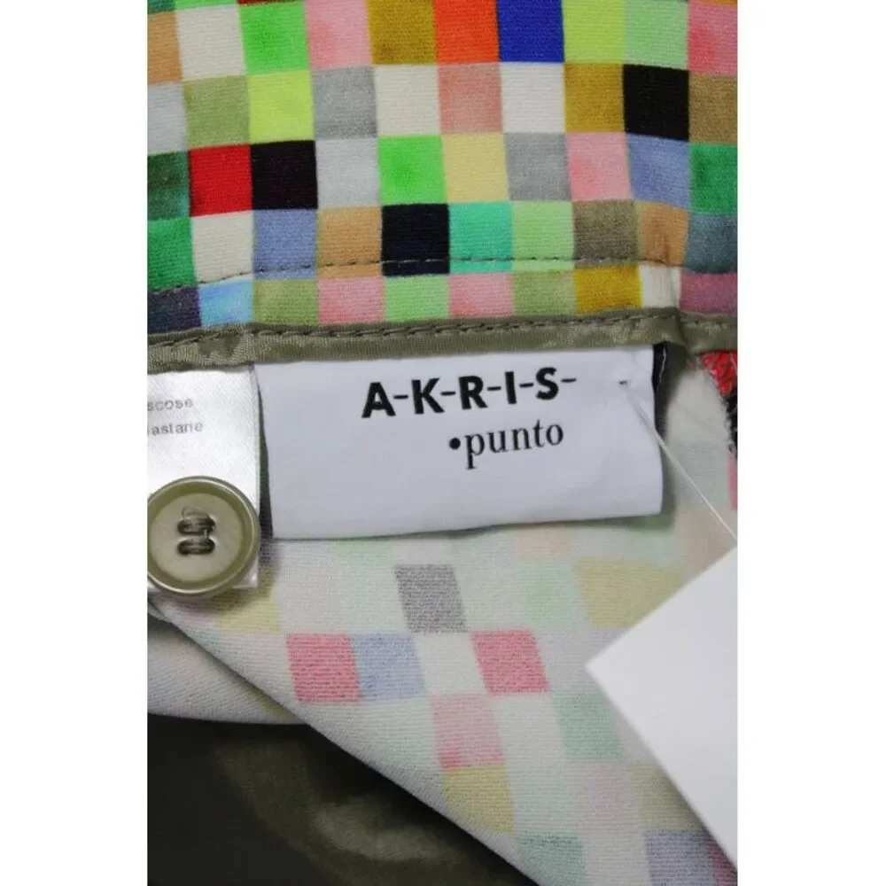 Akris Punto Womens Ankle Pants Multicolor Check Viscose Inseam 28 Size 4